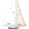 Set of 2 White Wood Coastal Sail Boat Sculpture, 22" x 13"